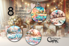 Bright Beach Life | 8 Sublimation round earring designs Product Image 1