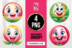 Smiling Flower Faces Clipart Sublimation PNG Product Image 1