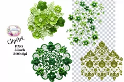 Embroidery, Flowers, Lace, PNG, Clipart, Green Product Image 1