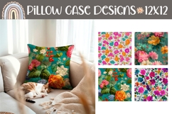 Vintage Flowers Pillow Case Template, Floral Pillow Designs Product Image 1
