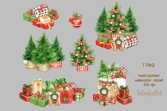 Watercolor Christmas trees and gifts clipart Product Image 3