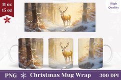 Winter Deer Mug Wrap Design, Winter Forest Coffee Cup Product Image 1