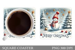 Cute Snowman Coaster Sublimation. Christmas Coaster Design Product Image 1