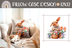 Easter Basket Pillow PNG, Easter Flowers Pillow Sublimation Product Image 1