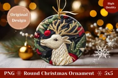 Embroidery Deer Ornament, Knitted Christmas Ornament Print Product Image 1