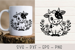 Baby Cow svg|Baby cow clipart|Flower Cow svg Product Image 1