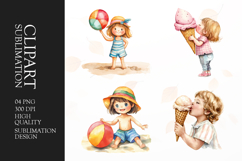 Watercolor kids summer clipart sublimation png Product Image 1