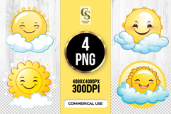 Cute Smiling Sun Cloud Clipart Sublimation PNG Product Image 1