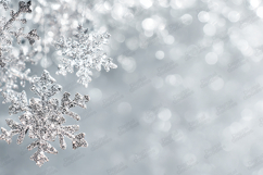 "Silver Glitter Snowflake Ornaments Background - Winter Boke Product Image 1