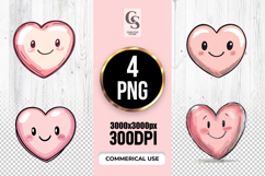 Cute Pink Smiling Heart Clipart Sublimation PNG Product Image 1