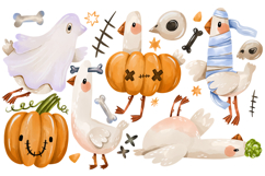 Cute Halloween Geese Clipart Drawn Watercolor PNG Product Image 1