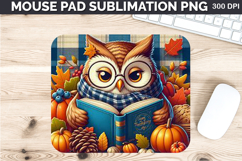 Watercolor Owls Mouse Pad Sublimation - Thanksgiving PNG Product Image 1