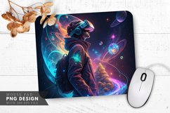 Futuristic VR User in a Holographic Universe Mouse Pad PNG Product Image 1