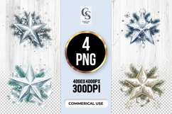 Silver Star Ornament Clipart Sublimation PNG Product Image 1