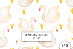 Swan Seamless Pattern, Romantic Digital Paper Product Image 1