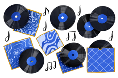 Vintage Vinyl Records Clipart. Aesthetic Retro Music Product Image 1