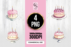 Pink Birthday Cake Clipart Sublimation PNG Product Image 1
