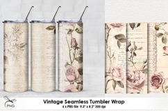 Vintage roses Seamless Tumbler Wrap - 4 Variations Product Image 1