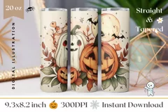 Spooky Halloween Tumbler, Vintage Halloween Sublimation PNG Product Image 1