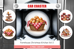 Farmhouse Christmas Kitchen Car Coaster Product Image 1