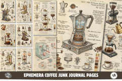 Ephemera Coffee Junk Journal Pages - Junk Journal Pack Product Image 1