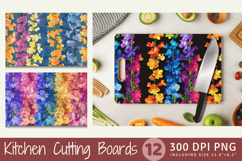Rainbow Larkspur Flowers Cutting Boards sublimation Designs Product Image 1