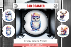 Grumpy Camping Animals Car Coaster Product Image 1