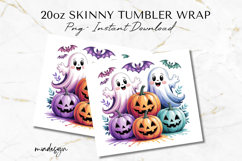 Halloween Ghosts and Pumpkins 20 oz Tumbler Wrap PNG Product Image 2