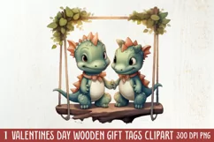 Valentine Animal On Swings Clipart, Valentine Animal Clipart Product Image 1