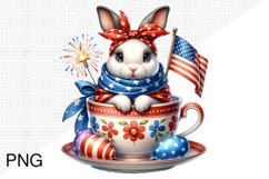 4th Of July Bunny Sublimation Clipart PNG Design Product Image 1