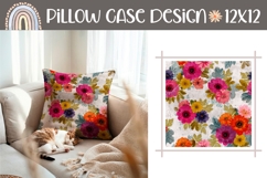 Art Flowers Pillow Design, Vintage Pillow Case Template Product Image 1