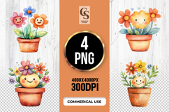 Cute Flower Pot Clipart Sublimation PNG Product Image 1