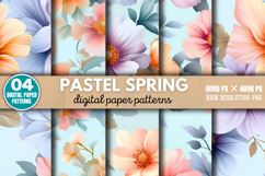 Pastel Spring Flower Pattern Digital Paper Background PNG Product Image 1