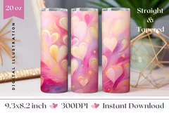 Pastel Color Tumbler Wrap, Valentine's Day Sublimation PNG Product Image 1