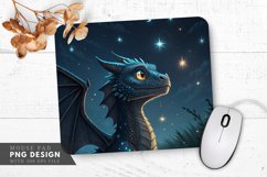 Curious Night Dragon Among Stars Mouse Pad PNG Design Product Image 1