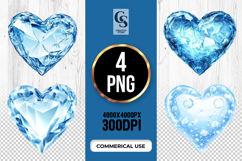 Blue Crystal Ice Heart Clipart Sublimation PNG Product Image 1