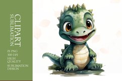 Watercolor dino sublimation clipart png Product Image 1