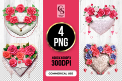 Floral Rose Lace Heart Decoration Clipart Sublimation PNG Product Image 1