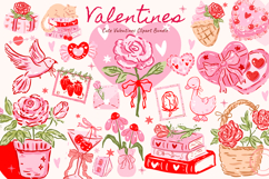 Valentine Coquette Clipart Bundle Pink Bows, Hearts png svg Product Image 1