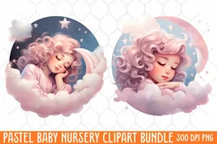 Pastel Baby Nursery Clipart Big, Baby Boy Elephant Clipart Product Image 1