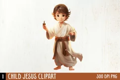 Child Jesus Clipart Png Design, Watercolor Clipart Product Image 1