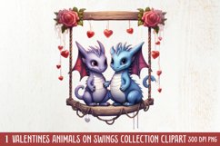 Valentines Day Animals on Swings Clipart Product Image 1