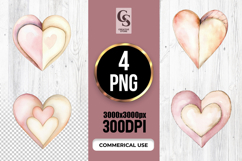 Soft Watercolor Pastel Heart Clipart Sublimation PNG Product Image 1