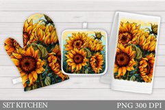 Sunflowers Oven Mitt Design. Sunflowers Square Pot Holder Product Image 1