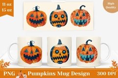 Halloween Pumpkins Mug Wrap, Halloween Sublimation Mug PNG Product Image 1