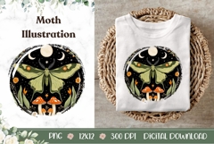 Celestial Red Moth Illustration, Night PNG Product Image 1