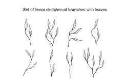 Set of linear sketches of branches with leaves. Product Image 1