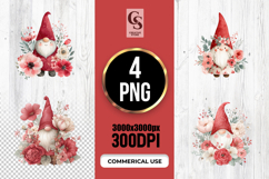 Watercolor Floral Gnome Clipart Sublimation PNG Product Image 1