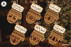 Christmas Mitten Ornaments SVG Bundle | Laser Cut | SVG Product Image 1