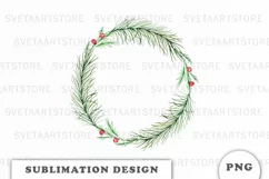 Watercolor Christmas Floral Wreath png Product Image 1